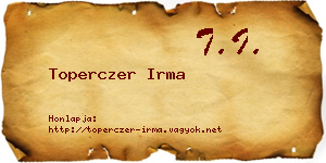 Toperczer Irma névjegykártya